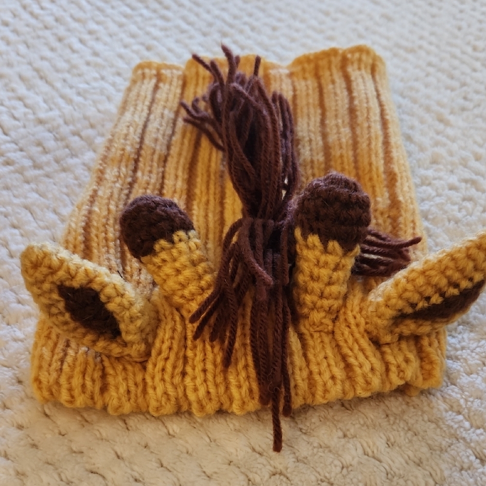 Dog Yellow and Brown Knit Giraffel Hat